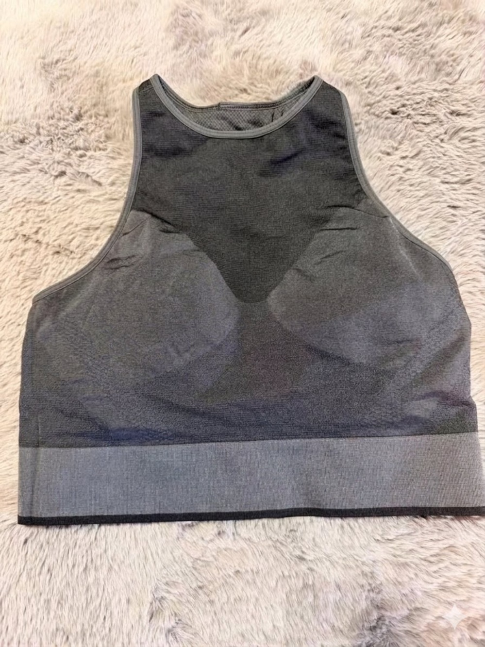 Lululemon Ebb To Train Bra High Neck Seamless Mesh Racerback Graphite Grey 8
